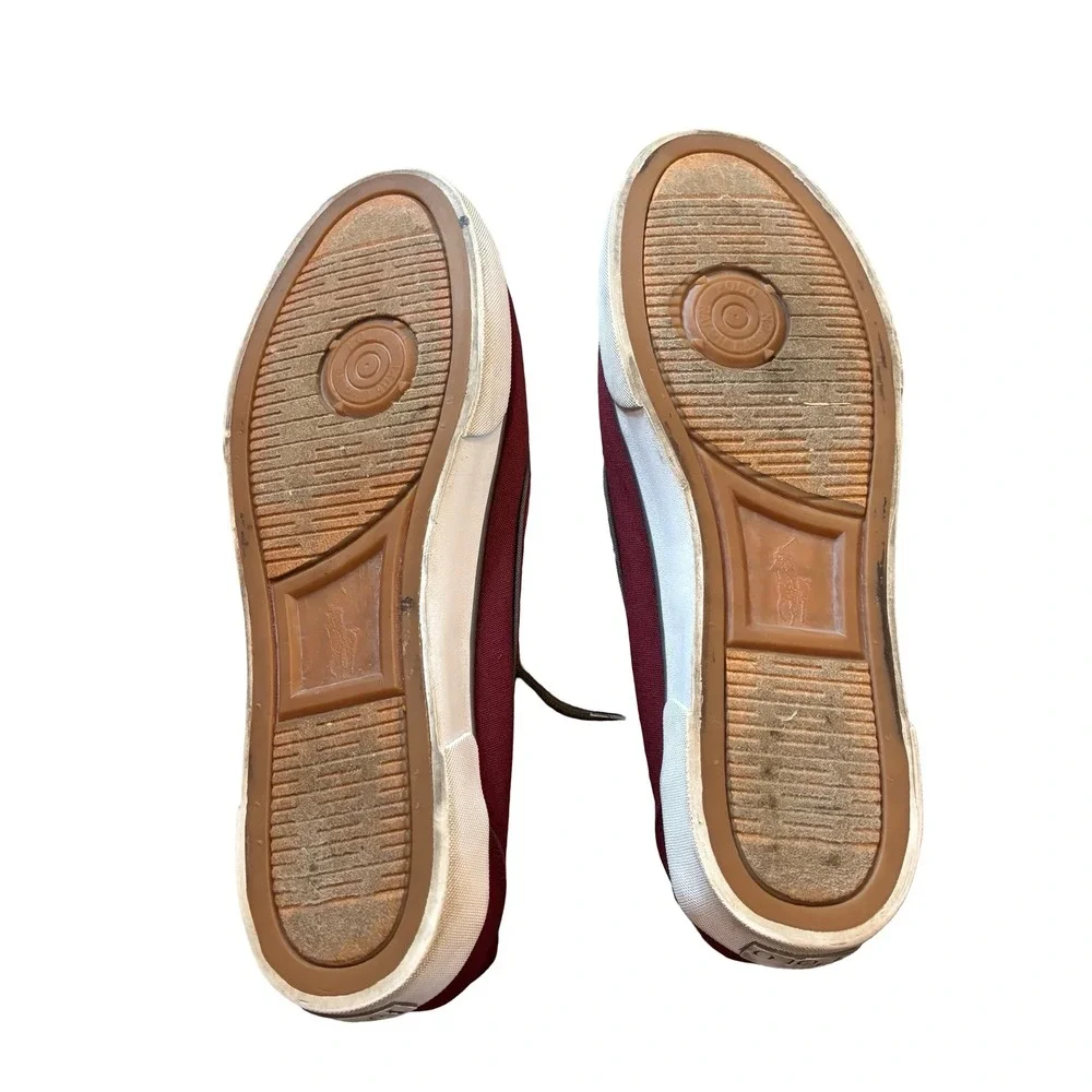 Polo Ralph Lauren Mens Lander P Burgundy Canvas Boat Shoes Sneakers Size 11.5 D